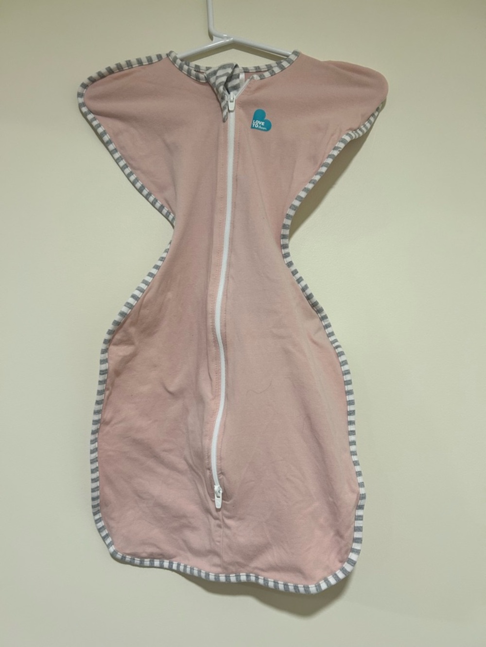Love to Dream Zip-Up Sleep Sack with Striped Trim in Pink Size Small